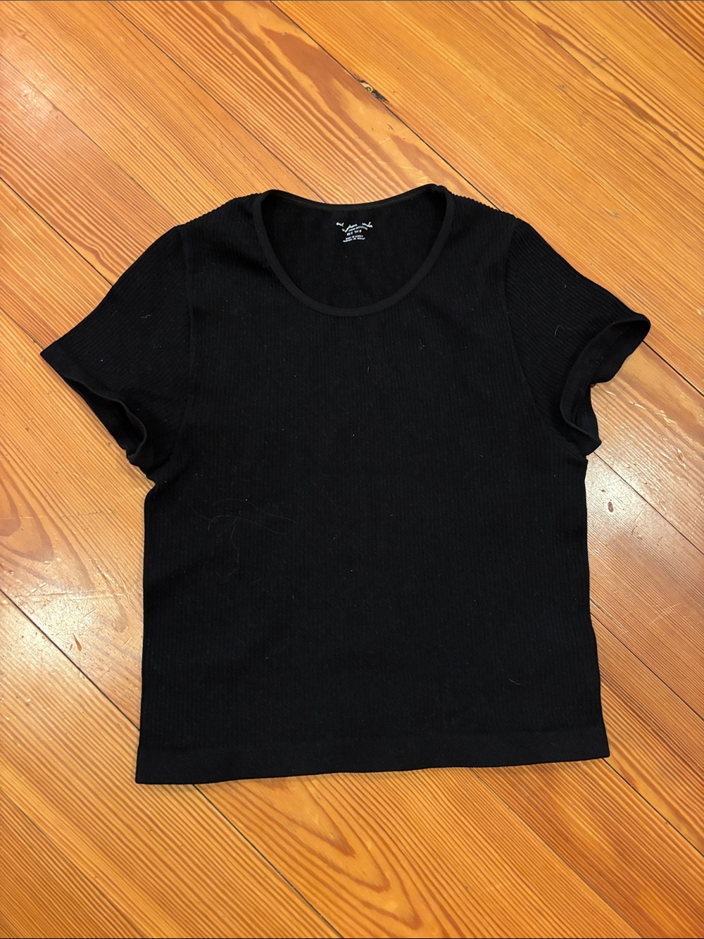 Urban Outfitters Black Ribbed Short Sleeve Tee